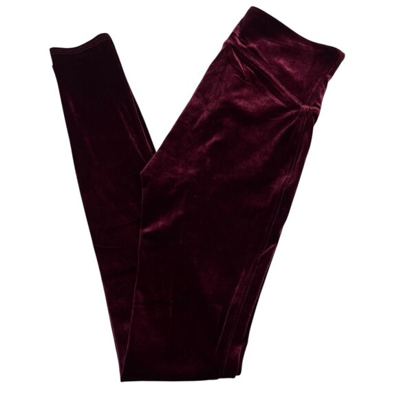 Spanx Leggings Womens S Rich Burgundy Velvet Pull On Holiday Christmas Event - Picture 1 of 14